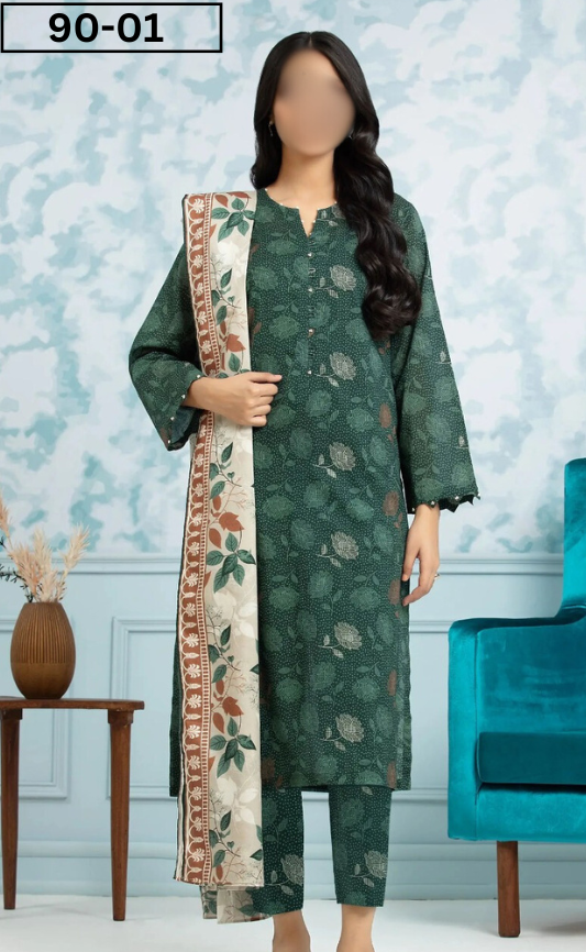 VOL 90 | DS 01 | DIGITAL PRINTED LAWN  3PC VOIL DUPATTA