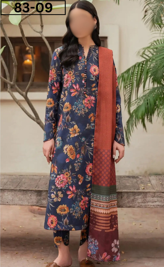 VOL 84 | DS 09 | DIGITAL PRINTED LAWN 3PC BAMBER DUPATTA
