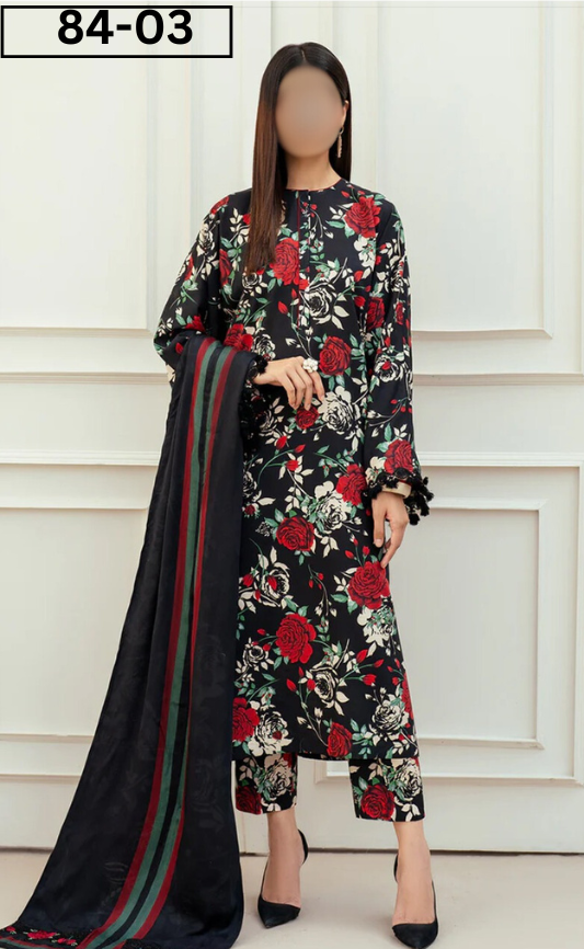 VOL 84 | DS 03 | DIGITAL PRINTED LAWN 3PC BAMBER DUPATTA