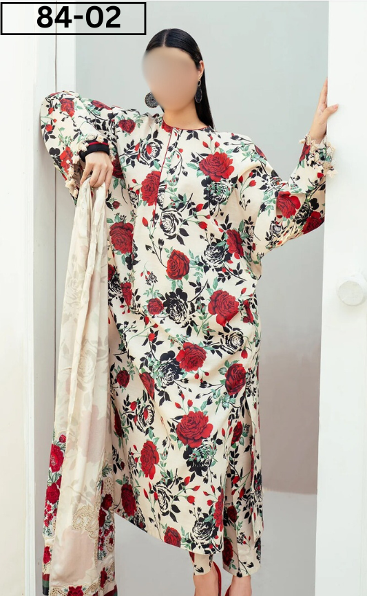 VOL 84 | DS 02 | DIGITAL PRINTED LAWN 3PC BAMBER DUPATTA