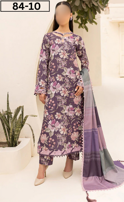 VOL 84 | DS 10 | DIGITAL PRINTED LAWN 3PC BAMBER DUPATTA