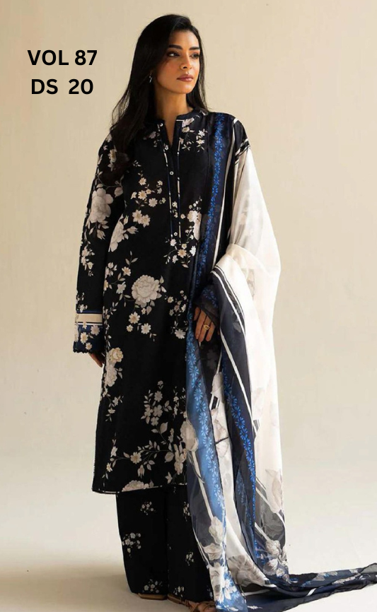 VOL 87 | DS 20 | DIGITAL PRINTED LAWN 3PC BEMBER DUPATTA