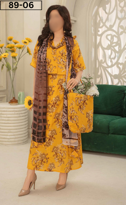 VOL 89 | DS 06 | DIGITAL PRINTED LAWN  3PC VOIL DUPATTA