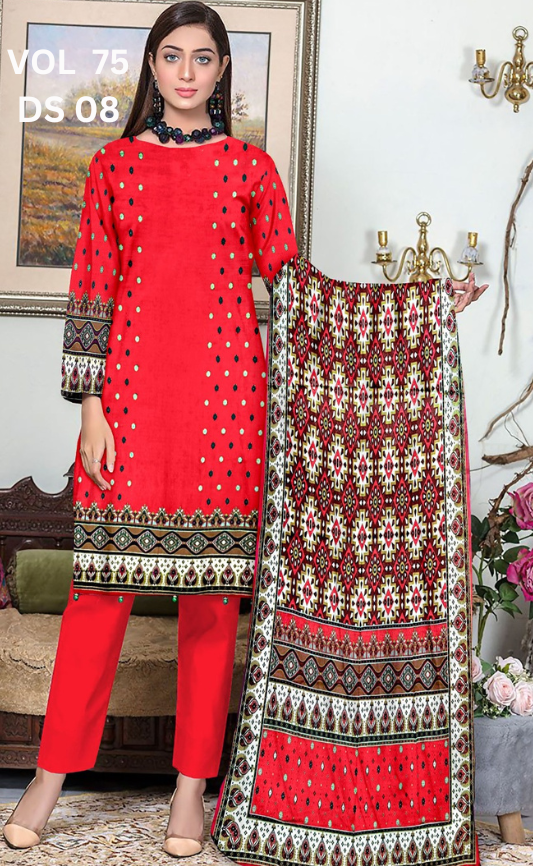 VOL 75 | DS 08 | DIGITAL PRINTED LAWN 3PC LAWN DUPATTA