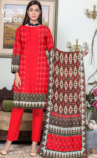 VOL 75 | DS 08 | DIGITAL PRINTED LAWN 3PC LAWN DUPATTA