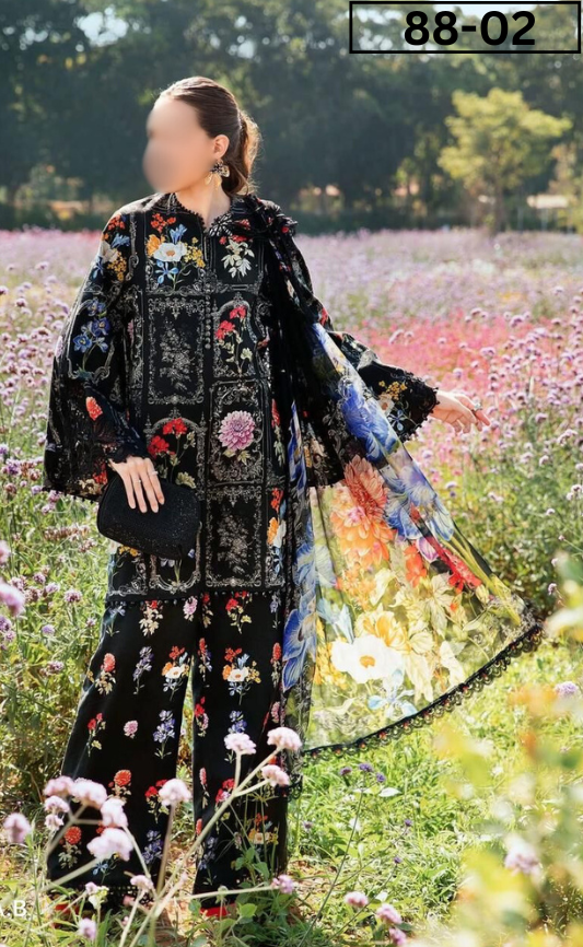 VOL 88 | DS 02 | DIGITAL PRINTED LAWN 3PC BAMBER DUPATTA