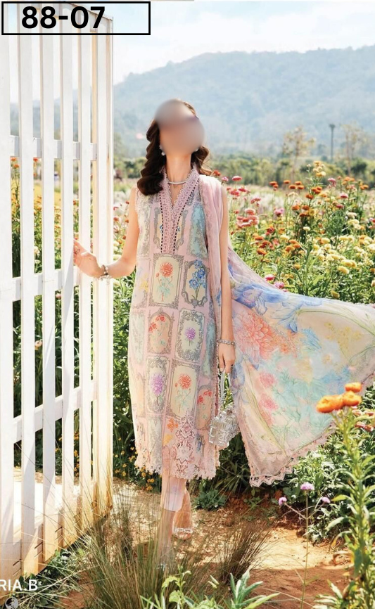 VOL 88 | DS 07 | DIGITAL PRINTED LAWN 3PC BAMBER DUPATTA
