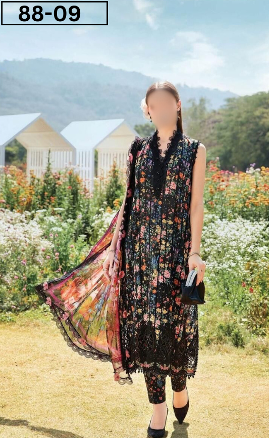 VOL 88 | DS 09 | DIGITAL PRINTED LAWN 3PC BAMBER DUPATTA