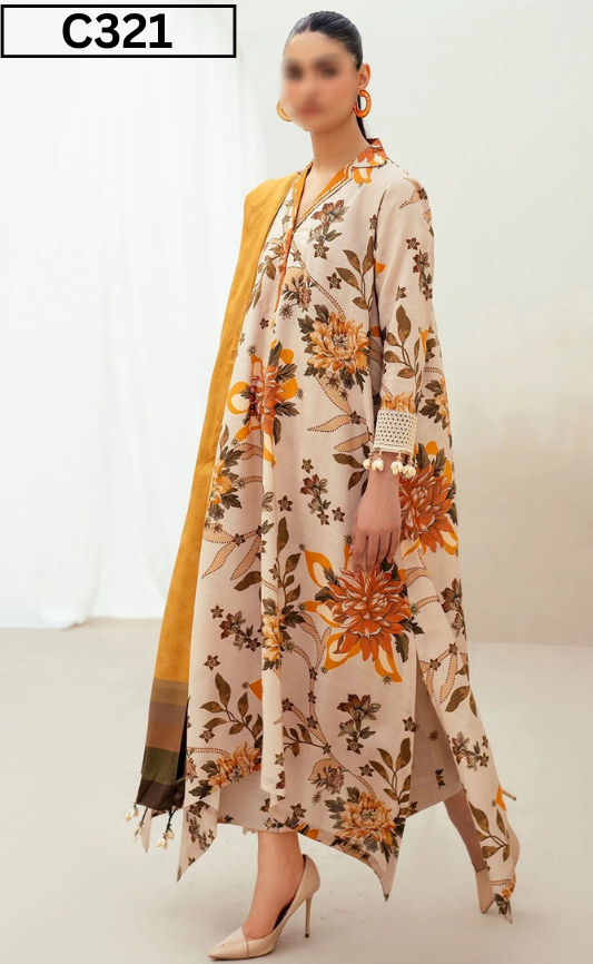 MIRHA | DS C321 | DIGITAL PRINTED LAWN  3PC