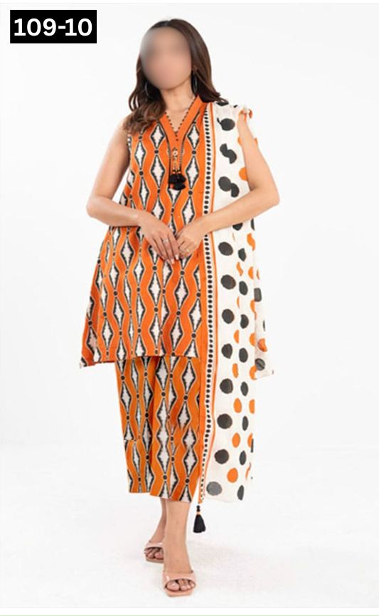 VOL 109 | DS 10 | DIGITAL PRINTED LAWN 3PC VOIL LAWN DUPATTA