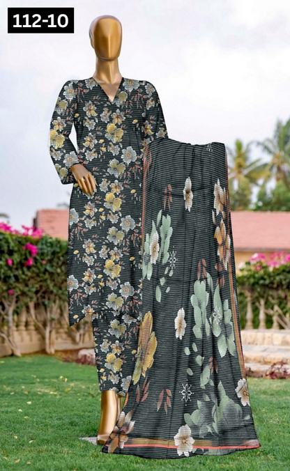 VOL 112 | DS 10 | DIGITAL PRINTED LAWN 3PC VOIL LAWN DUPATTA