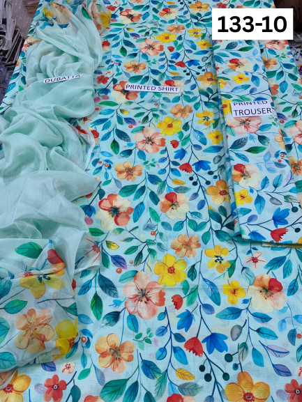 VOL 133 | DS 10 | DIGITAL PRINTED BANADORA LAWN 3PC BAMBER CHIFFON DUPATTA