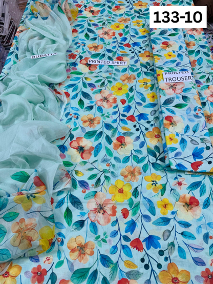 VOL 133 | DS 10 | DIGITAL PRINTED BANADORA LAWN 3PC BAMBER CHIFFON DUPATTA