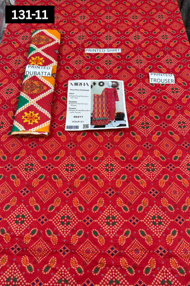 VOL 131 | DS 11 | DIGITAL PRINTED BANADORA LAWN 3PC VOIL LAWN DUPATTA