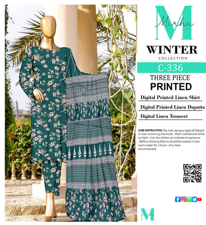 DIGITAL PRINTED LINEN 3PC | DS C336 |