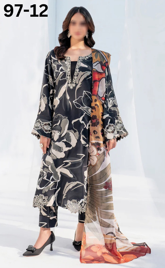 VOL 97 | DS 12 | DIGITAL PRINTED LAWN 3PC LAWN DUPATTA