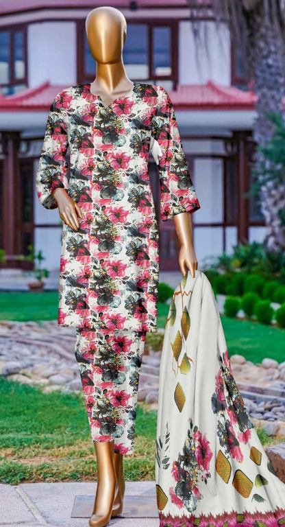 VOL 138 | DS 25 | DIGITAL PRINTED LAWN 3PC VOIL LAWN DUPATTA