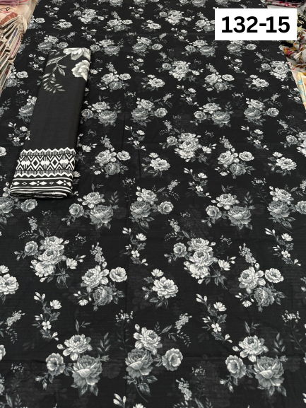 VOL 132 | DS 15 | DIGITAL PRINTED BANADORA LAWN 3PC VOIL LAWN DUPATTA