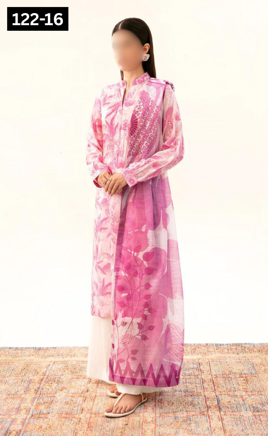 VOL 122 | DS 16 | DIGITAL PRINTED LAWN 3PC BAMBER CHIFFON DUPATTA