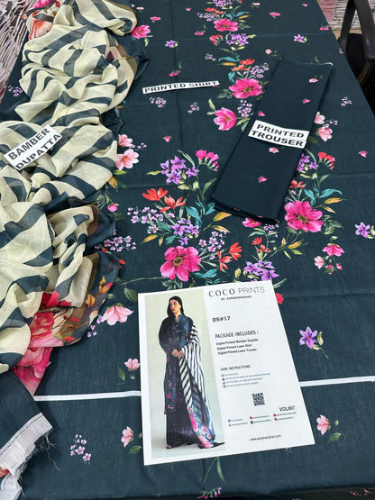 VOL 87 | DS 17 | DIGITAL PRINTED LAWN 3PC BEMBER DUPATTA