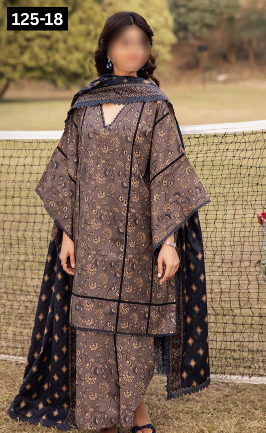 VOL 125 | DS 18 | DIGITAL PRINTED BANADORA LAWN 3PC VOIL LAWN DUPATTA