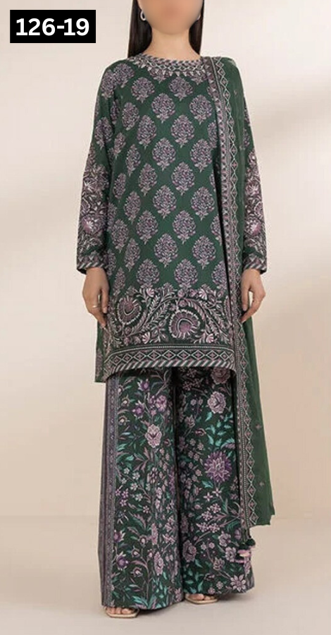 VOL 126 | DS 19 | DIGITAL PRINTED LAWN 3PC VOIL LAWN DUPATTA