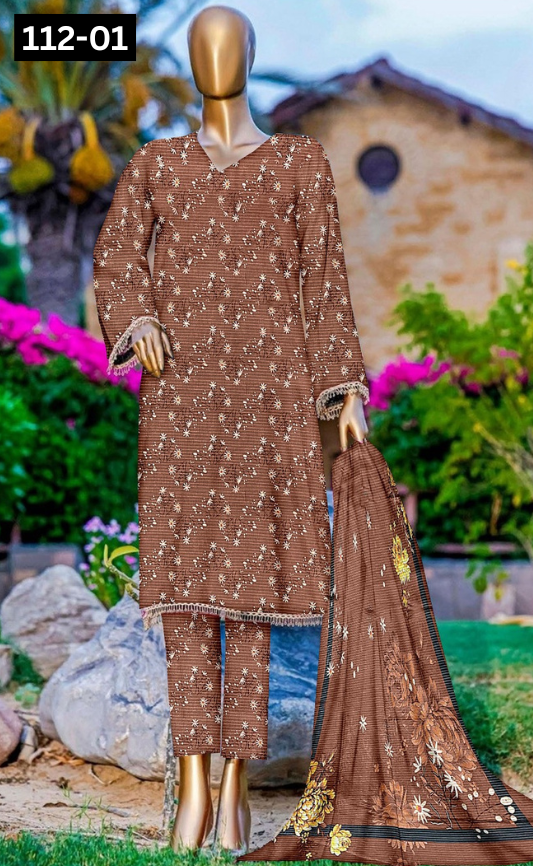 VOL 112 | DS 01 | DIGITAL PRINTED LAWN 3PC VOIL LAWN DUPATTA
