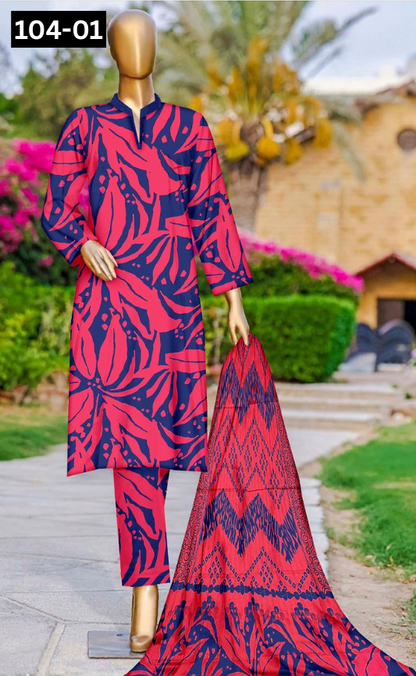 VOL 104 | DS 01 | DIGITAL PRINTED LAWN 3PC TANADORIA LAWN DUPATTA