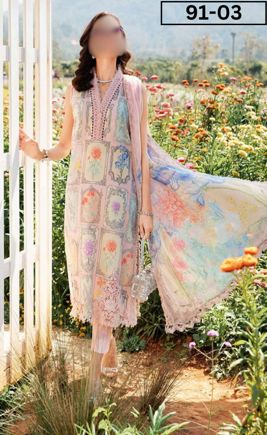VOL 91 | DS 03 | DIGITAL PRINTED LAWN 3PC LAWN DUPATTA