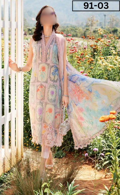 VOL 91 | DS 03 | DIGITAL PRINTED LAWN 3PC LAWN DUPATTA