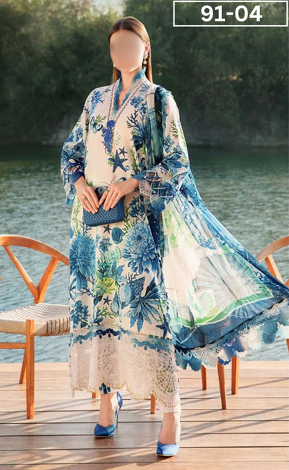 VOL 91 | DS 04 | DIGITAL PRINTED LAWN 3PC LAWN DUPATTA