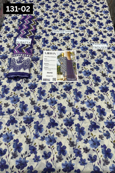 VOL 131 | DS 02 | DIGITAL PRINTED BANADORA LAWN 3PC VOIL LAWN DUPATTA