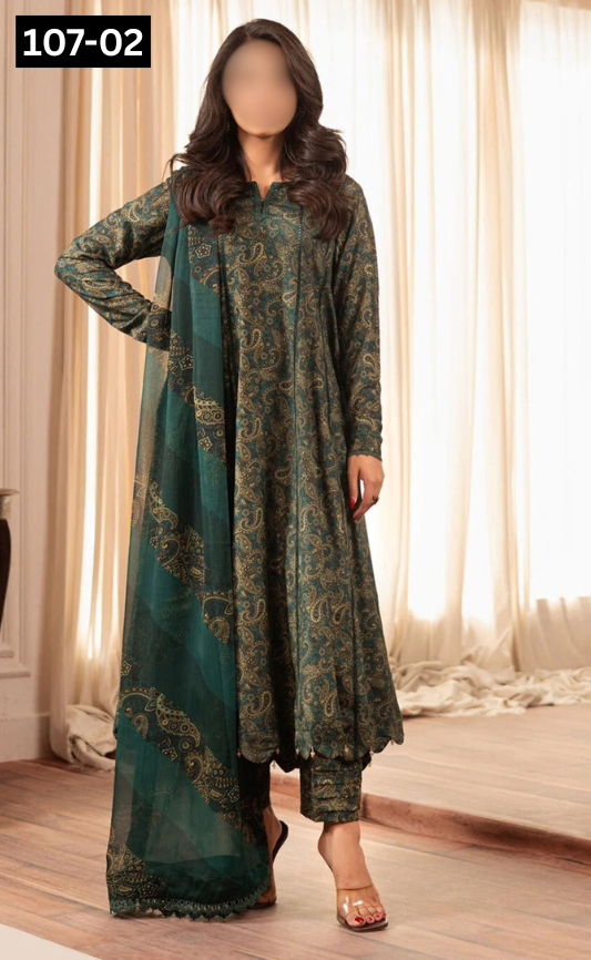 VOL 107 | DS 02 | DIGITAL PRINTED LAWN 3PC VOIL LAWN DUPATTA