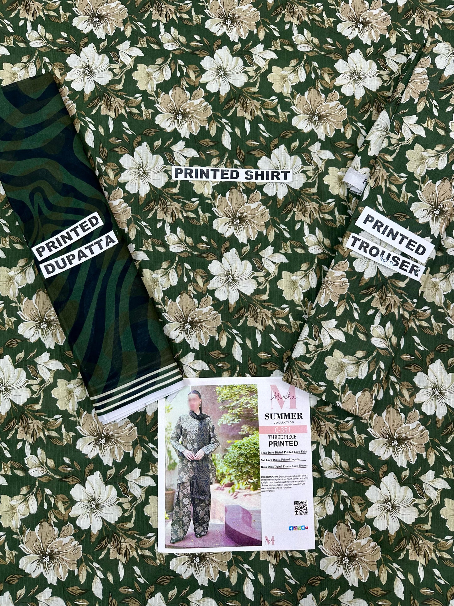 MIRHA | DS C351 | BANA DORA DIGITAL PRINTED LAWN 3PC