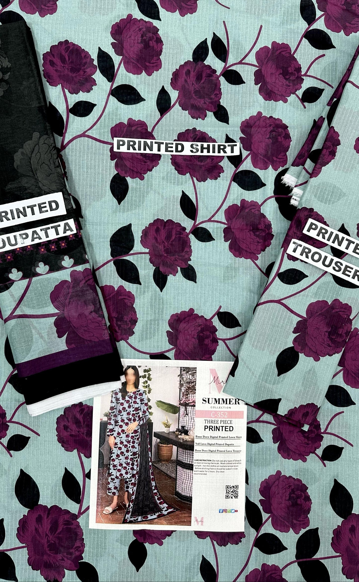 MIRHA | DS C352 | BANA DORA DIGITAL PRINTED LAWN 3PC