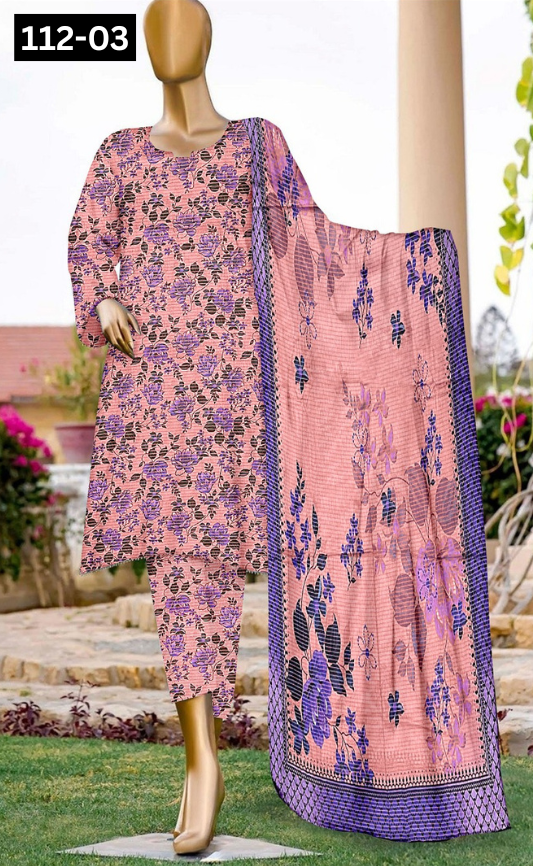 VOL 112 | DS 03 | DIGITAL PRINTED LAWN 3PC VOIL LAWN DUPATTA