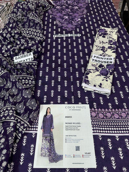 VOL 87 | DS 03 | DIGITAL PRINTED LAWN 3PC BEMBER DUPATTA