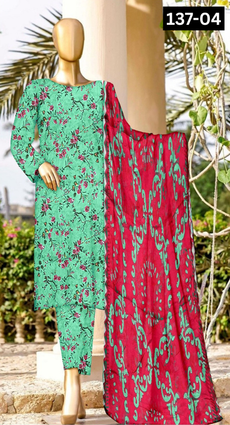 VOL 137 | DS 04 | DIGITAL PRINTED LAWN 3PC BAMBER CHIFFON DUPATTA