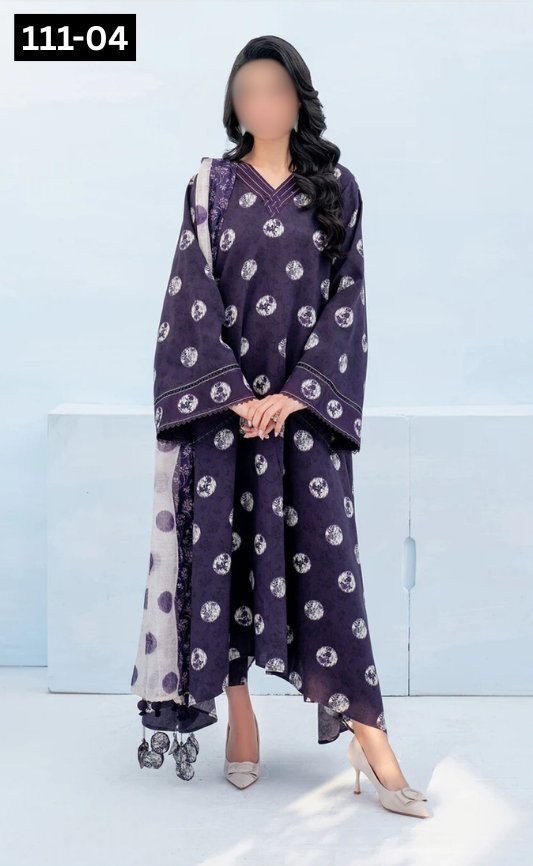 VOL 111 | DS 04 | DIGITAL PRINTED LAWN 3PC VOIL LAWN DUPATTA