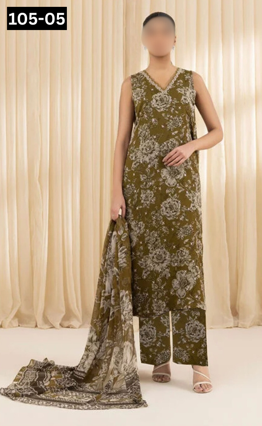 VOL 105 | DS 05 | DIGITAL PRINTED LAWN 3PC VOIL LAWN DUPATTA