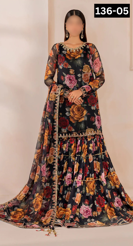 VOL 136 | DS 05 | DIGITAL PRINTED BANADORA LAWN 3PC VOIL LAWN DUPATTA