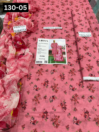 VOL 130 | DS 05 | DIGITAL PRINTED LAWN 3PC BAMBER CHIFFON DUPATTA