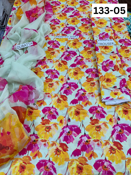 VOL 133 | DS 05 | DIGITAL PRINTED BANADORA LAWN 3PC BAMBER CHIFFON DUPATTA