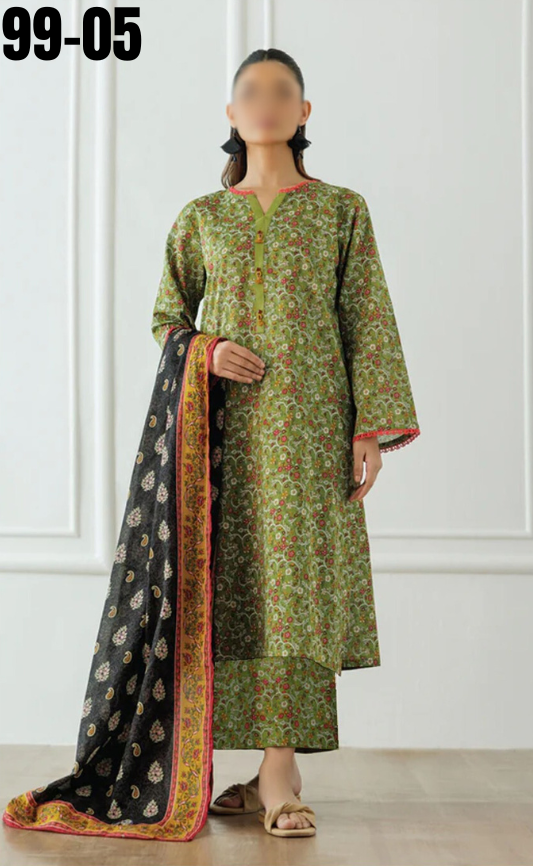 VOL 99 | DS 05 | DIGITAL PRINTED LAWN 3PC VOIL DUPATTA