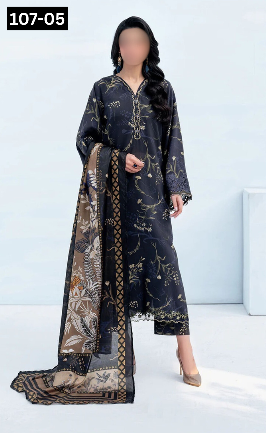 VOL 107 | DS 05 | DIGITAL PRINTED LAWN 3PC VOIL LAWN DUPATTA