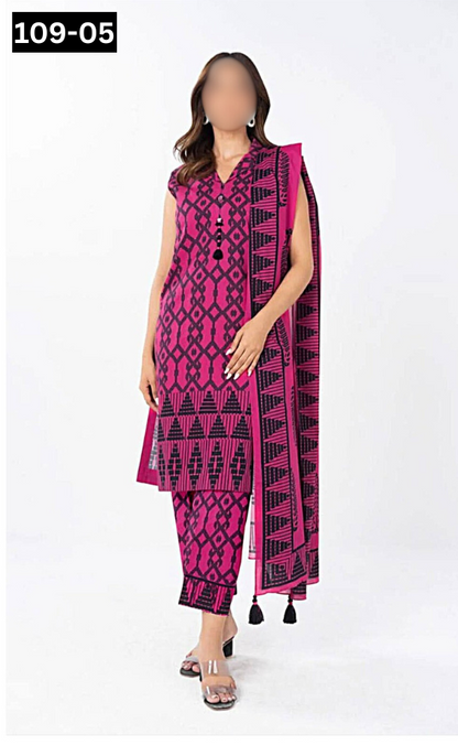 VOL 109 | DS 05 | DIGITAL PRINTED LAWN 3PC VOIL LAWN DUPATTA