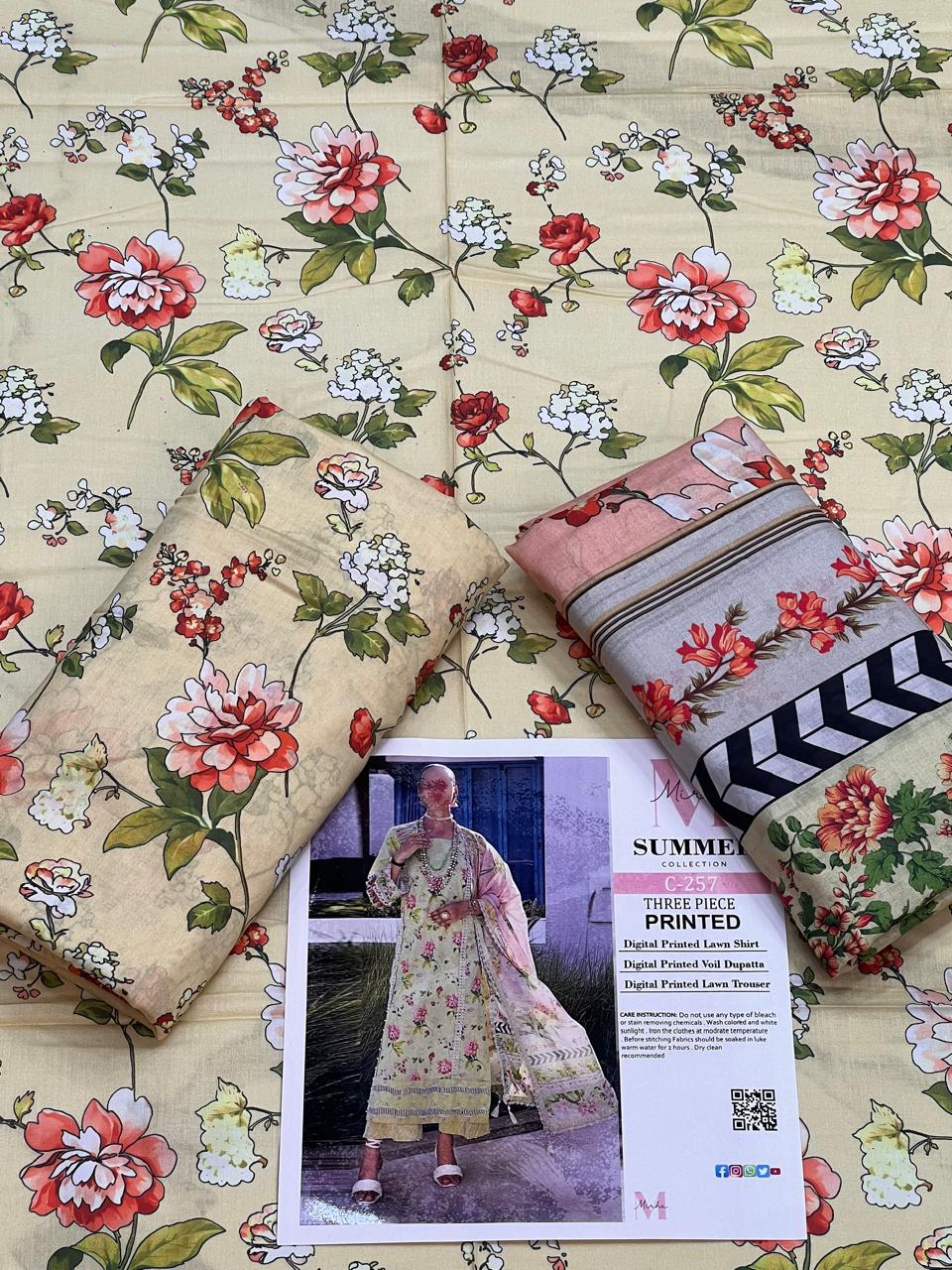 MIRHA LAWN DIGITAL PRINTED 3PC | DS C257 |