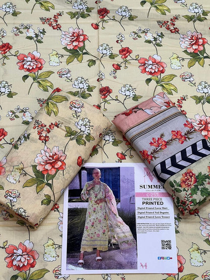 MIRHA LAWN DIGITAL PRINTED 3PC | DS C257 |