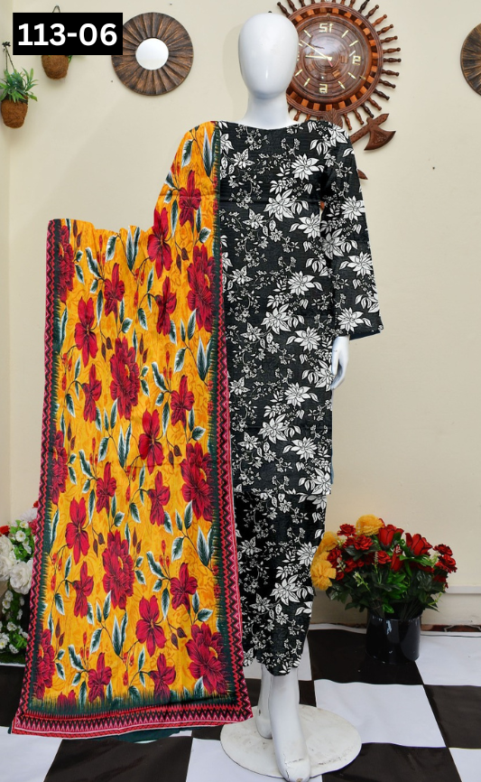 VOL 113 | DS 06 | DIGITAL PRINTED BANADORA LAWN 3PC VOIL LAWN DUPATTA