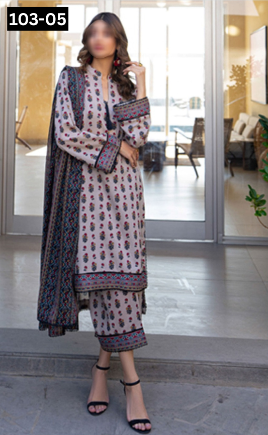 VOL 103 | DS 05 | DIGITAL PRINTED LAWN 3PC VOIL LAWN DUPATTA